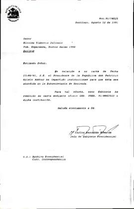 [Carta de respuesta enviada al Sr. Nicolás Vlahovic remitiendo su caso a Subsecretaría de Hacienda]