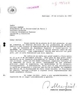 [Carta al Presidente de la Universidad de París I Panthéon-Sorbonne]