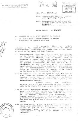 [Carta del  Alcalde de Puyehue al Ministro de Defensa Nacional sobre proyecto de Empresa Hidroeléctrica].
