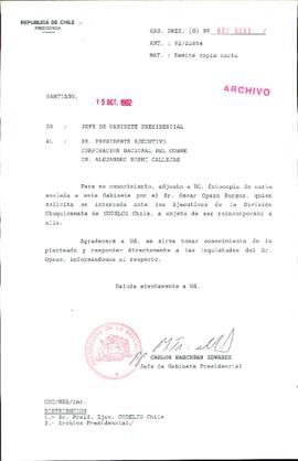 [Oficio Ord. N° 5265 de Jefe de Gabinete Presidencial, remite copia de carta que se indica]