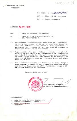 [Carta del Jefe de Gabinete Presidencial a Pedro Correa]