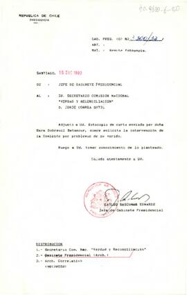 [Carta del Jefe de Gabinete Presidencial al Secretario de la Comisión Nacional de Verdad y Reconciliación]