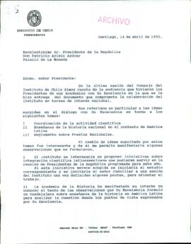 [Carta del Instituto de Chile en que adjunta documento que compromete la colaboración del Instituto en tareas de interés nacional]
