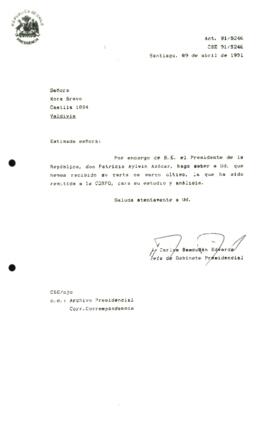Carta remitida a la CORFO, para su estudio y análisis