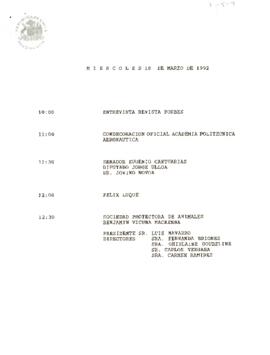 Programa miércoles 18 de marzo de 1992