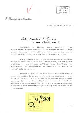 [Carta del Presidente de la República de Portugal al Presidente Aylwin].