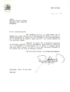 Carta de Carlos Bascuñan al Ministro del Interior