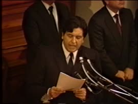 Presidente Aylwin asiste a la firma de la declaración jurada del Presidente Fujimori : video