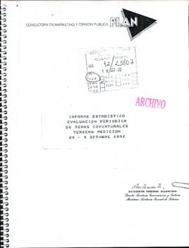 Informe estadístico evaluación periódica de temas coyunturales tercera medición- 29 - 9 octubre 1992