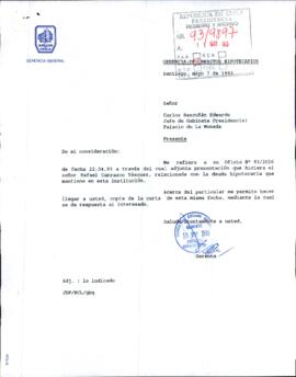 [Carta del Gerente Banco del Estado de Chile por caso de Rafael Carrasco]