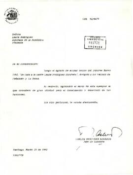 [Carta del Jefe de Gabinete Presidencial a la Diputada Laura Rodriguez]