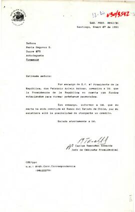 [Carta de Presidencia, dirigida a doña María Segovia]