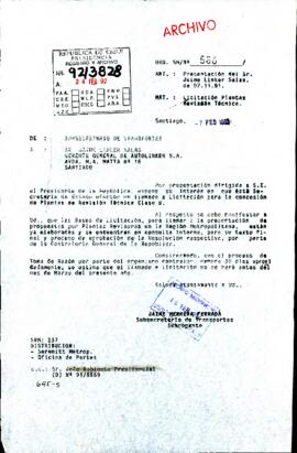 [Carta del Subsecretario de Transportes dirigida al Gerente General de Autolinker S.A.]