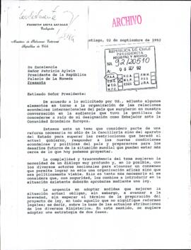 [Carta del Embajador Patricio Leiva dirigida al Presidente Patricio Aylwi, referente a relaciones...