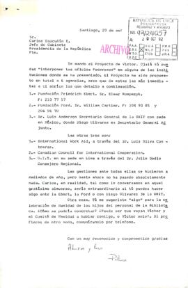 [Carta dirigida al Jefe de Gabinete Presidencial referente a Proyecto de Archivo Sindical y Centro de Documentación Sindical]