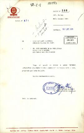 [Carta del Vicepresidente de Cochilco sobre presentación de Anuario Estadístico del Cobre y Otros Minerales 1989]