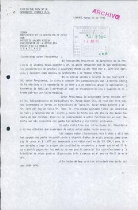 [Solicitud de la Asociación Provincial de Ganaderos de Linares dirigida al Presidente Patricio Aylwin]