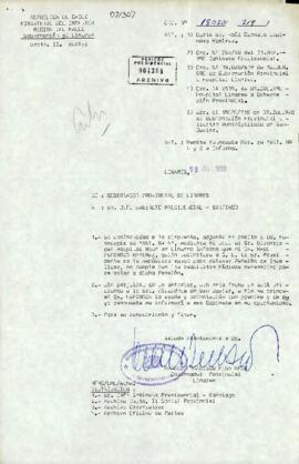 [Carta del Gobernador Provincial de Linares al Jefe Gabinete Presidencial por solicitud de pensión de invalidez]