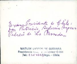 [Carta que informa sobre el envío de la recopilación de Obras de José María Arguedas dirigida al Presidente Patricio Aylwin]
