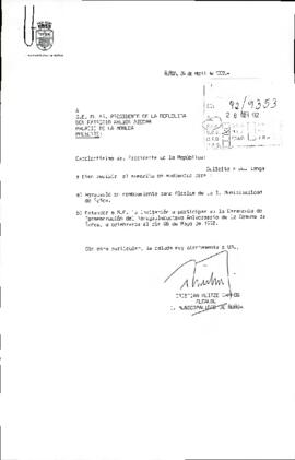 [Carta del Alcalde de la Municipalidad de Ñuñoa dirigida al Presidente Patricio Aylwin]
