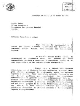 [Carta del Presidente Patricio Aylwin al Presidente del Gobierno Español]