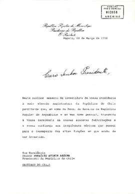 [Carta del Presidente de Mozambique]