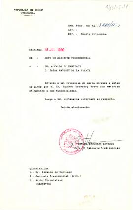 [Carta del Jefe de Gabinete Presidencial al Alcalde de Santiago]