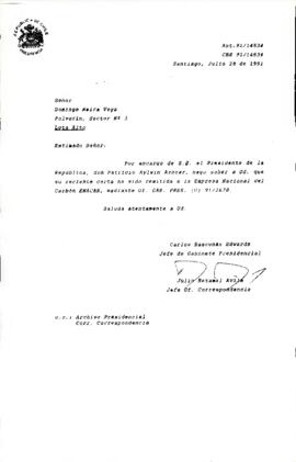 [Carta de respuesta del Jefe de Gabinete Presidencial referente a solicitud remitida a la Empresa Nacional del Carbón ENACAR]