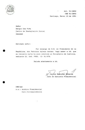 Carta remitida al Ministerio de Justicia
