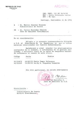 [Oficio Ord. N° 4739 de Jefe de Gabinete Presidencial, remite copia de carta]