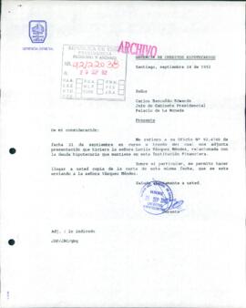 [Carta de la Gerencia General del Banco del Estado de Chile dirigida al Jefe de Gabinete Presidencial]