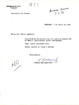 Solicitud de Entrevista con S.E. para la Cadena ECO de México
