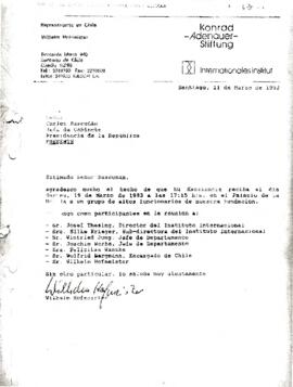 [Carta de agradecimiento al presidente por recibir a altos funcionarios de la fundación Konrad-Ad...