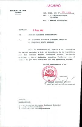 [Carta de Jefe de Gabinete de la Presidencia al Director División de Gobierno Interior]