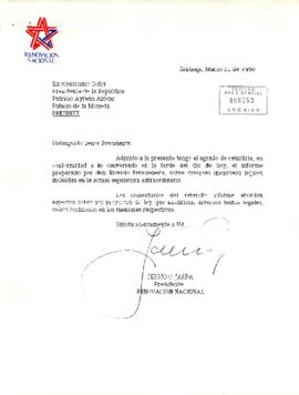 [Carta del Partido Renovación Nacional al Presidente Patricio Aylwin]