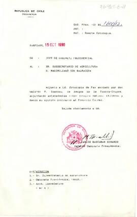 [Carta del Jefe de Gabinete Presidencial a Subsecretario de Agricultura, Maximiliano Cox]