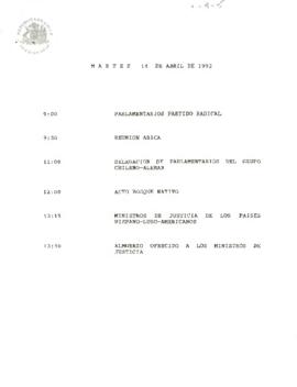 Programa martes 14 de abril de 1992