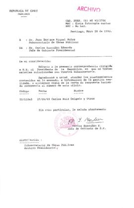 [Oficio  Gab. Pres. Ord. N° 2786 de Jefe de Gabinete Presidencial, remite copia de carta que se indica]
