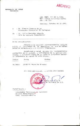 [Oficio del Jefe de Gabinete Presidencial dirigido al Gobernador Provincial de Cachapoal referente a solicitud de particular]