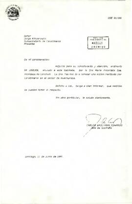 [Carta de Subsecretario de Carabineros a Jefe de Gabinete remitiendo Oficio de Alcandesa de Conchalí]