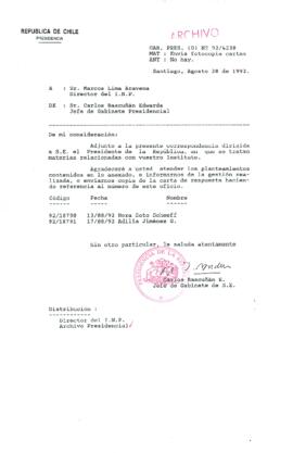 [Carta del Jefe de Gabinete de la Presidencia a Director del INP]
