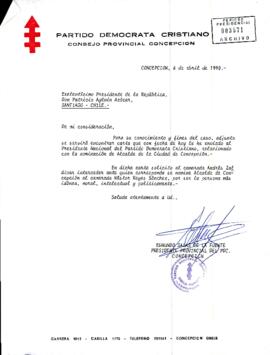 [Remite copia de  carta en relacipon a nominación de Alcalde de Concepción]