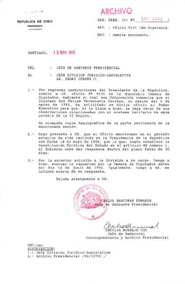 [Carta del Jefe de Gabinete de la Presidencia a Jefe de División Jurídico-Legislativa]