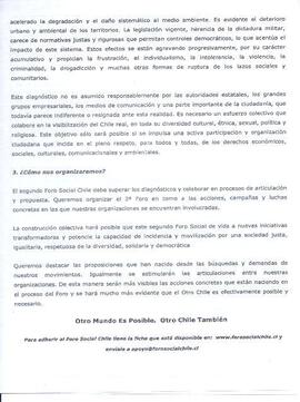 Autoconvocatoria Segundo Foro Social Chile 25 y 26 de Noviembre: Otro Mundo es Posible. Otro Chile También.