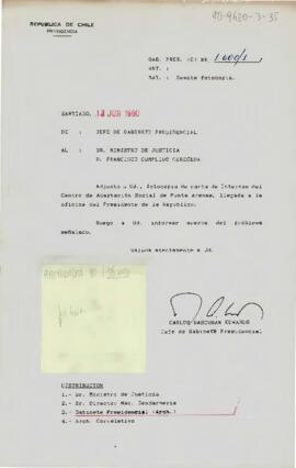[Remite carta de Internos del Centro de Adaptación Social de Punta Arenas a Ministro de Justicia]