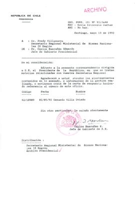 [Carta del Jefe de Gabinete de la Presidencia a SEREMI de Bienes Nacionales IX Región]