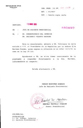 [Oficio  Gab. Pres. Ord. N° 2528 de Jefe de Gabinete Presidencial, remite copia de carta que se indica]