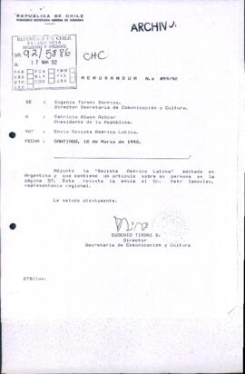Memorandum N° 099/92: envía Revista América Latina