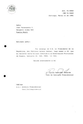 Carta remitida Gobernación Provincial de Huasco