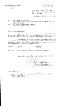 [Carta adjunta solicitudes al Secretario Regional Ministerial de de Vivienda y Urbanismo de la IV Región]